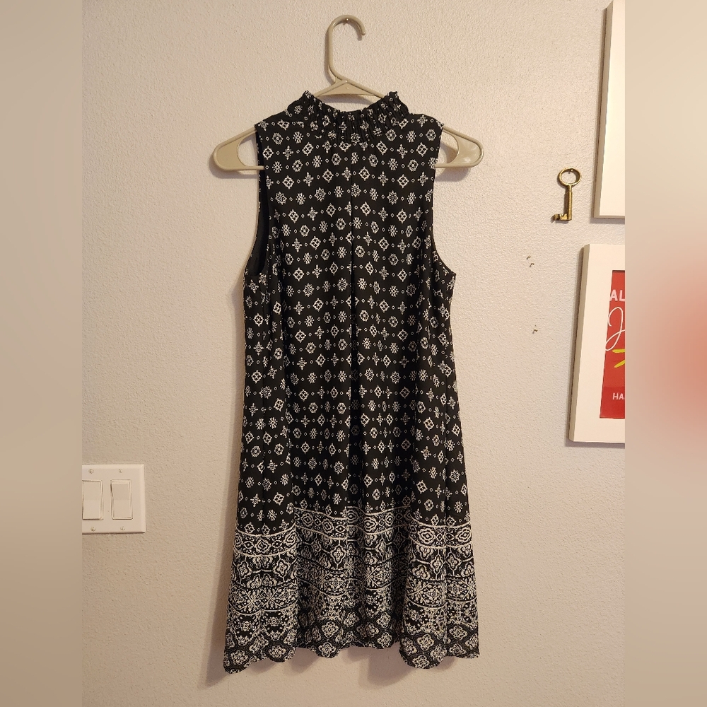 Speechless Black Print Sleeveless High Neck Dress Size Medium
